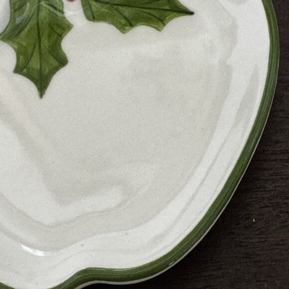 VTG Christmas Holly Apple Shaped Plate N.S. Gustin Co Nut Candy Trinket Dish USA - Picture 4 of 13